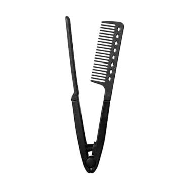 Imagem de Pente alisador de cabelo, design em forma de V, escova profissional para alisar e pentear para cabelos lisos e brilhantes, chapinha portátil para casa, viagens, férias e uso diário