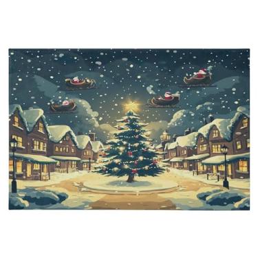 Imagem de Blueangle Tapete de Natal 5 x 7 – Capacho lavável antiderrapante para entrada, cozinha, banheiro, varanda com estampa de cidade de neve (192)