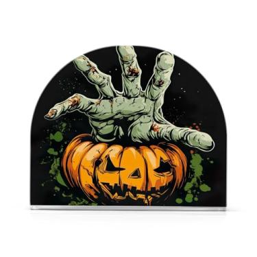 Imagem de xigua Porta-guardanapos engraçado de Halloween Grim Reaper Porta-guardanapos de papel acrílico transparente elegante para mesas Dispensador de papel de seda independente para mesa de jantar