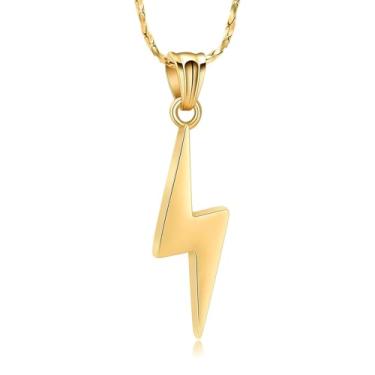 Imagem de zeqingjw Joias de cremação, colar com urna relâmpago para cinzas, aço inoxidável, com pingente de urna Thunderbolt, suporte de cinzas, joia memorial, Aço inoxidável, Sem Pedra Preciosa