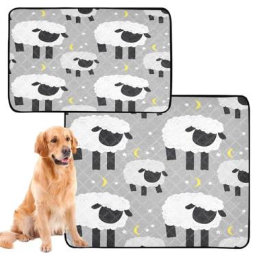 Imagem de CEBUGI Almofadas de xixi laváveis para cães, pacote com 2, almofadas impermeáveis para filhotes de cachorro, antiderrapante, à prova de vazamento, para cama de cercadinho, branco, preto e ovelha