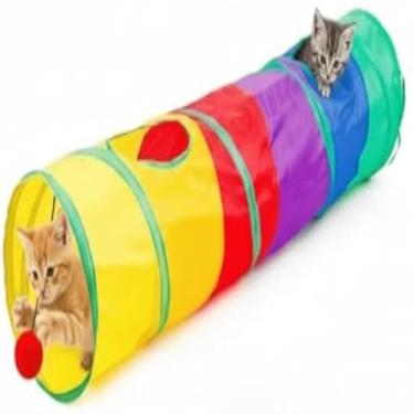 Imagem de Toca divertida, brinquedo interativo para gatos, relaxamento e brincadeiras, flexivel e dobravel, colorido