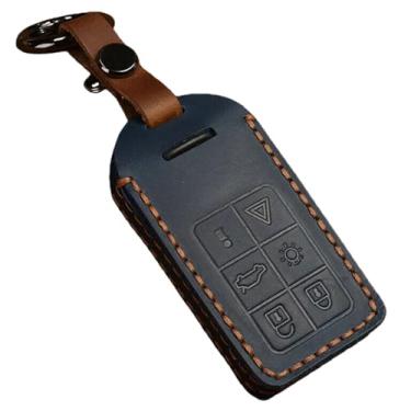 Imagem de Capa de couro para chave remota de carro, compatível com volvo xc60 v60 s60 xc70 v40, acessórios automotivos, proteção total(Blue B)
