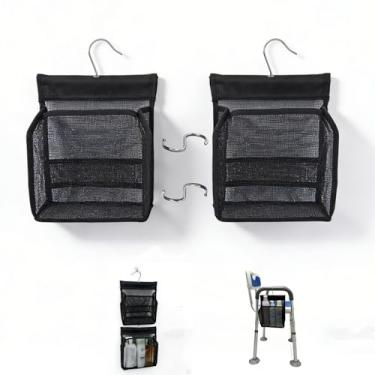 Imagem de SHXJHXC Organizador de chuveiro suspenso para cadeira de chuveiro – bolsa de armazenamento de malha com ganchos, para idosos, grávidas, deficientes, organização de banheiro no dormitório, academia