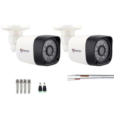 Imagem de Kit 2 Câmeras Bullet Full Hd 1080p 2Mp Com Cabo e Conectores - Protec