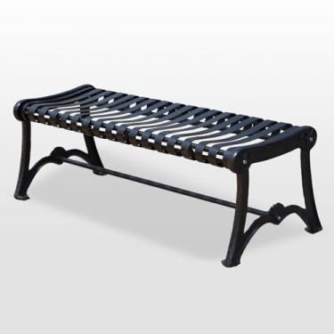 Imagem de Banco de jardim para pátio, banco de parque de metal resistente com moldura de ferro, cadeira de jardim com pernas de metal, para varanda, jardim, piscina, sala de estar, varanda (tamanho: A 59 pol