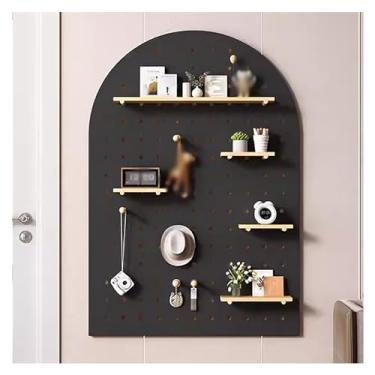 Imagem de Kit de painel modular de madeira para armazenamento e exibição de parede, organizador de placas de furo preto de 60 x 80 cm, perfeito para casa, escritório, sala de artesanato e garagem.