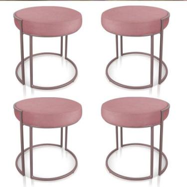 Imagem de Kit 4 Puffs Love Suede Rose Base Rose - DROSSI