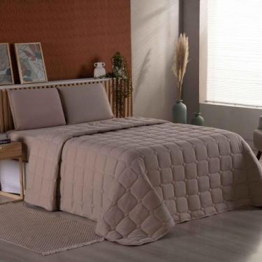 Imagem de Cobre Leito Colcha Sereno King em Malha - Cáqui - 100% Algodão - Casa 