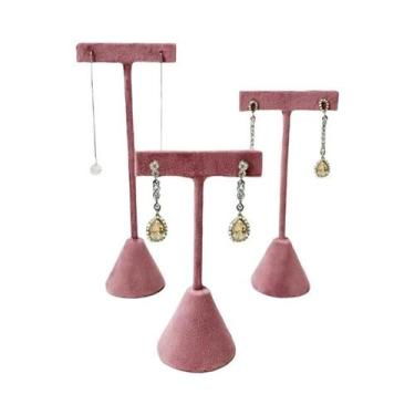 Imagem de Organizador De Joias Em Veludo Rosa, Suporte Para Anéis, Pingentes, Br