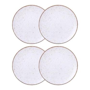 Imagem de Jogo De Pratos Rasos Grande Rústico 4 Peças 28cm Porcelana Tramontina