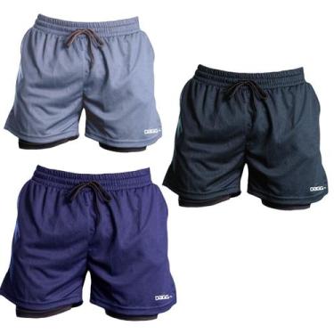 Imagem de Kit 3 Short Masculino Academia Esportivo 2 em 1 Short Segunda Pele Cal