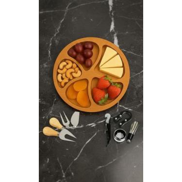 Imagem de Kit Vinho 4 Peças 4 Facas Queijo e Petisqueira 26cm - Congratulations 