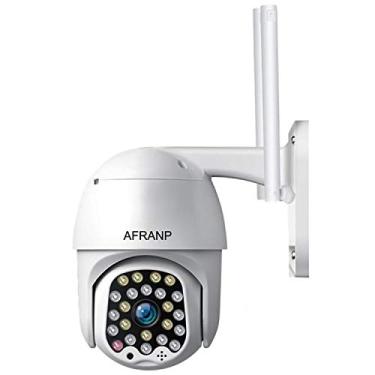 Imagem de Câmera PTZ WiFi externa, 1080P externa WiFi PTZ Câmera sem fio de segurança com LED 23 IR, visão noturna colorida, alarme de detecção de movimento, áudio 2 vias