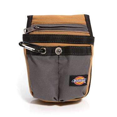 Imagem de Dickies Bolsa de lona com bolso com zíper para ferramentas e cintos de trabalho, quatro bolsos, bolso acolchoado, cinza/marrom