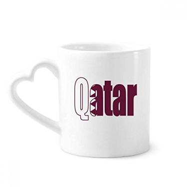 Imagem de Caneca com nome da bandeira do país do Qatar café cerâmica copo de coração de vidro