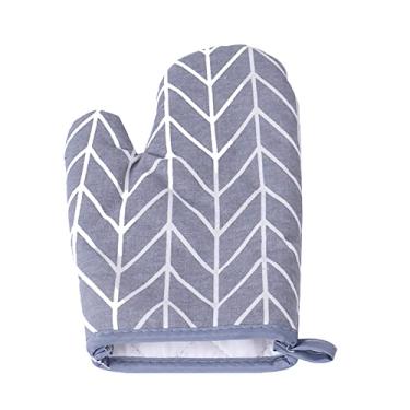 Imagem de Luvas de forno, 1 par de forro de algodão de pano felpudo acolchoado resistente ao calor luvas de forno de cozinha cozinhar churrasco suportes de panela de microondas luvas para mulheres e homens, cinza, 25 * 16 cm