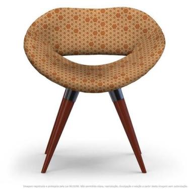 Imagem de Cadeira Beijo Colmeia Laranja E Marrom Poltrona Decorativa Com Base Fi