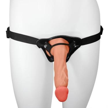 Imagem de Cinta Peniana Ajustável com Pênis Realístico Heart 19,5 x 4,5cm Bege