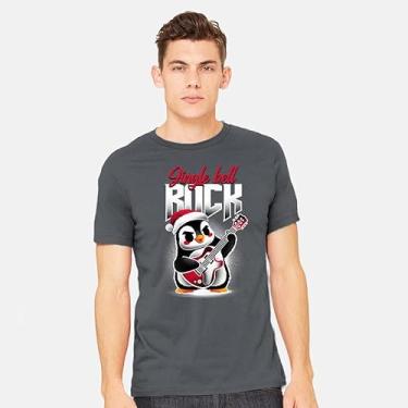 Imagem de TeeFury - Jingle Bell Rock Penguin - Camiseta masculina animal, pinguim, Turquesa, 3G