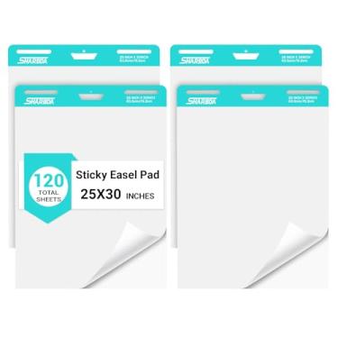 Imagem de SHARBDA Bloco de cavalete adesivo, 63,5 cm x 76,2 cm, papel de gráfico flip para professores, papel de cavalete autoadesivo grande, super pegajoso e resistente a derramamento, 30 folhas/bloco, 4