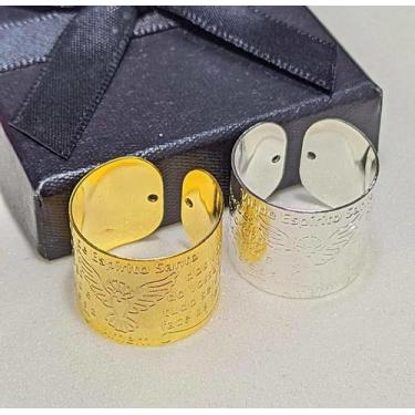 Imagem de Anel Regulável Ajustável Oração Divino Espírito Santo Pomba Banhado Fo