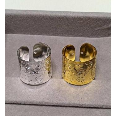 Imagem de Anel Regulável Ajustável Oração Divino Espírito Santo Pomba Banhado Fo