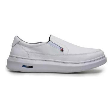 Imagem de Sapatenis Mocassim Masculino De Couro Slip On  Calçar Facil Tenis Conf