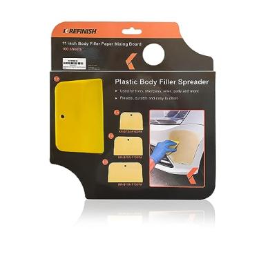 Imagem de KREFINISH Tábua de mistura de papel descartável para enchimento corporal, almofada de mistura superior para mistura de enchimento corporal livre de contaminação, 100 peças de papéis de mistura rápida resistentes a solventes