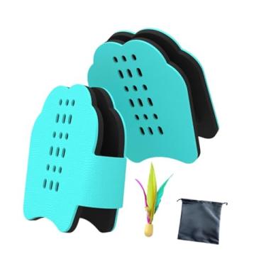 Imagem de Dynwave Raquetes de mão de badminton peteca brinquedo interativo respirável brinquedos esportivos raquetes de badminton para festival de gramado praia, Azul