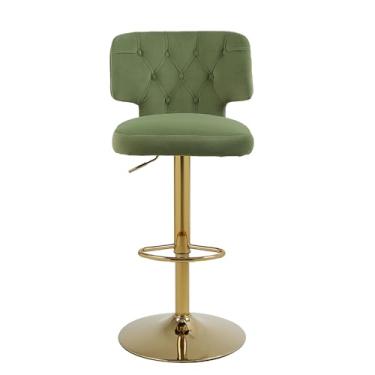 Imagem de SPOFLYINN 2 banquetas de bar modernas com altura de balcão com encosto estofado giratório ajustável banquetas de bar para cozinha ilha restaurante abacate verde tamanho único