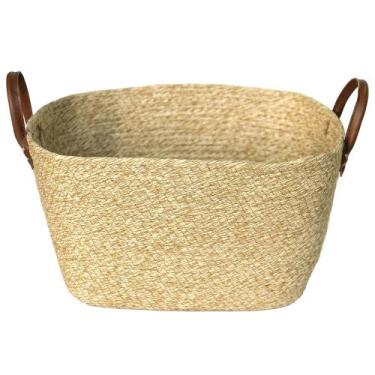 Imagem de Cesto de Fibra Natural Mocca G C/ Alça 36x27x20cm p/ Organização Decor