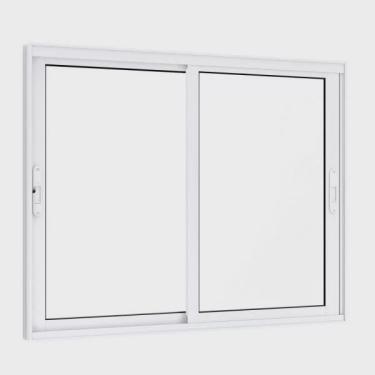 Imagem de Janela de Correr Alumínio Lateral 2 Folhas Móveis Lucasa Eccellente 120cmx150cm Branco