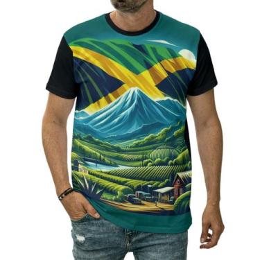 Imagem de Camiseta Bandeira Jamaica País Montanha Natureza Paisagem - Darkwood, 