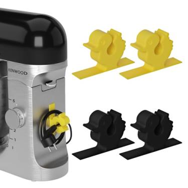 Imagem de Organizadores de cordão em forma de pato, pacote com 4 organizadores de arame com design de animal fofo com adesivo super pegajoso, para utensílios de cozinha, misturador, cafeteira, panela de pressão