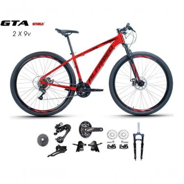 Imagem de Bicicleta Aro 29 Alfameq Afx Kit 2x9 Gta Sunrun Freio Disco K7 11/36 Pedivela 24/38d Garfo Com Trava - Vermelho Tam.15