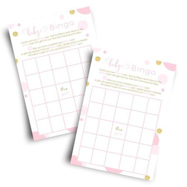 Imagem de Jogo de bingo rosa e dourado para chá de bebê, pacote com 25 convidados de atividades, preencha o presente adivinhações em cartões em branco para meninas cintilantes desenhos de estrela pequena princesa (tamanho 4 x 6), papel festa inteligente