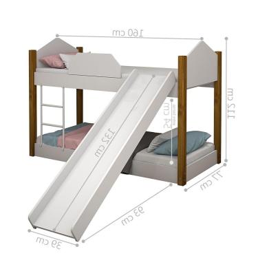 Imagem de Beliche Diversão Com Escorregador Nanda Branco