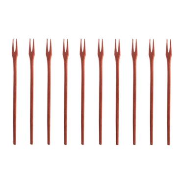 Imagem de Kit 10 Peças Garfo Petisco Grande De Pau Madeira 22 Cm