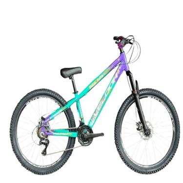 Imagem de Bicicleta Aro 26 Velooh Attack Freeride 21v Aero Câmbios Importados Verde Com Roxa