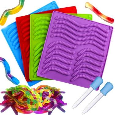 Imagem de Gummy Worm molda silicone para gomas Palksky 4 unidades