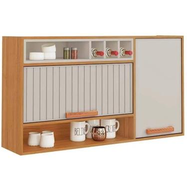 Imagem de Armário Aéreo Napoles 120cm 2 Portas Adega - Itatiaia Cinamomo-off White