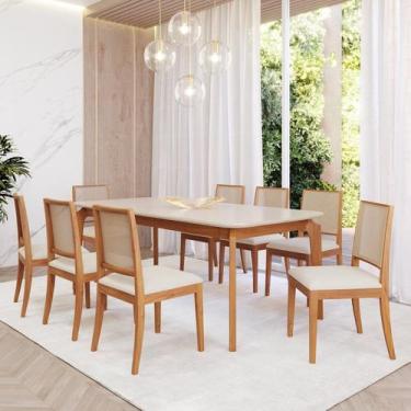 Imagem de Conjunto Sala de Jantar com Mesa Ficus 210 com Vidro e 8 Cadeiras Buri