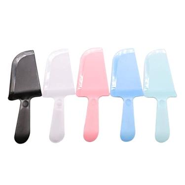 Imagem de GSHLLO 10 peças de cortadores de bolo de plástico, faca de corte de sobremesa, servir, espátula, faca de torta, fatiador de talheres, talheres de casamento