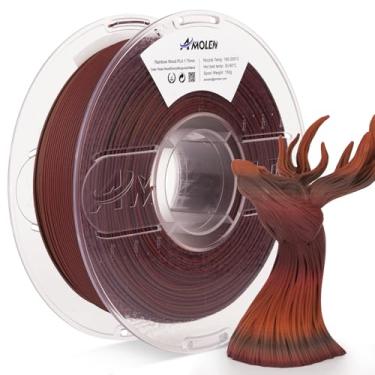 Imagem de AMOLEN Filamento de Impressão 3D Madeira Escura Arco-Íris Mudança de Cor Filamento de Impressora Pla 1Kg Carretel 1,75Mm 1,75Mm Madeira Rosa Seca/Ébano/Borgonha/Noz 1Kg/2,2Lb Cabe Na Maioria Dos Fdm E