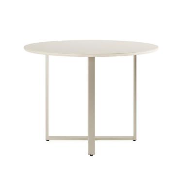 Imagem de Mesa de Jantar Redonda com Tampo de Vidro Arcadia Off White e Champagne 108 cm