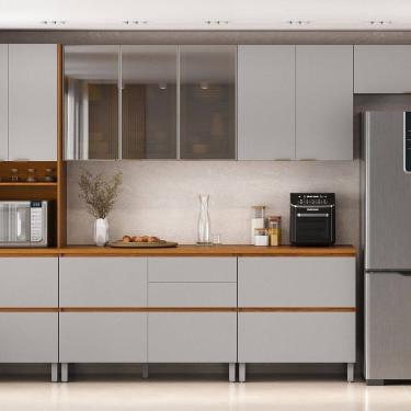 Imagem de Cozinha Completa Modulada 6 Peças 100% Mdf Lumina Itatiaia Cinamomo/Cinza