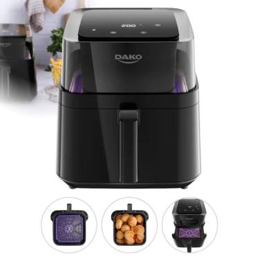 Imagem de Fritadeira Dako Air Fryer 6L Visor Transparente 127V Reaquece Descongela Digital

