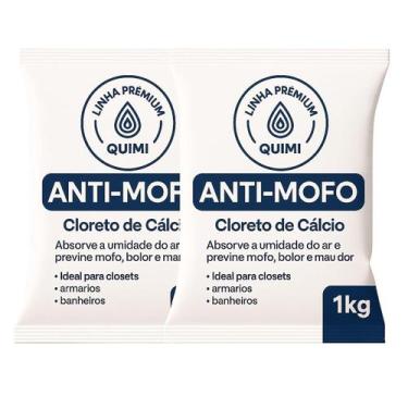 Imagem de Kit 2 Antimofo 1Kg Cloreto De Cálcio Absorve Umidade - Quimivida
