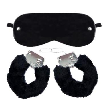Imagem de Kit Sado Algema Sexual de Metal com Pelúcia e Venda para Olhos